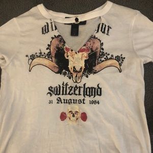 white shirt with design